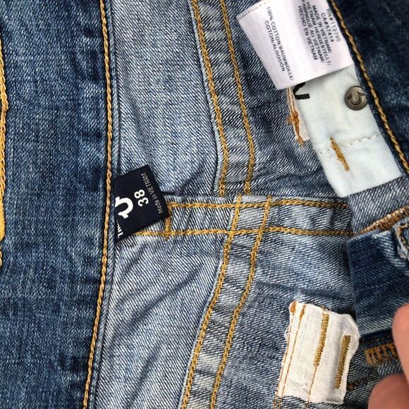 RARE True Religion Jeans Shorts Size 38 RICKY FLAP T Blue - Picture 6 of 9